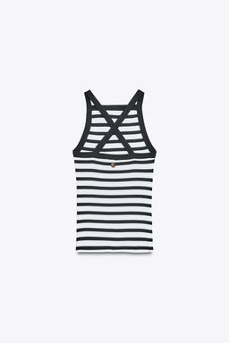 ZARA STRIPED BROOCH TOP  фото 13