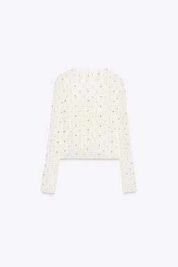 STUDDED LACE TOP - Zara фото 7