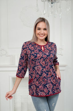 Кофта женская из милано Анфиса бордовый узор - Амадэль фото 4