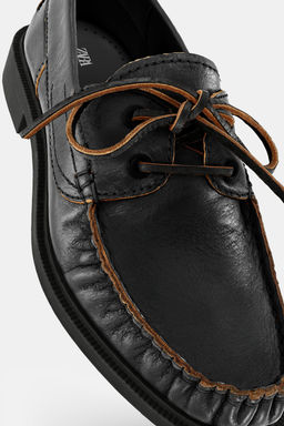 FLAT LEATHER DECK SHOES - Zara фото 6