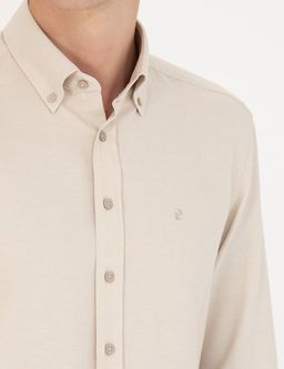 Bej Slim Fit Uzun Kollu G_mlek