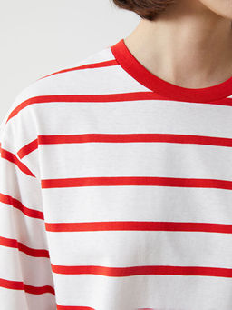 Bisiklet Yaka ?izgili Kad?n Ti??rt