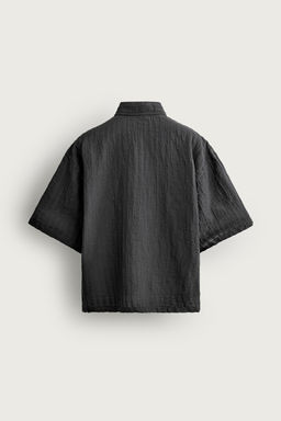 CAMISA BOXY FIT JACQUARD RAYAS / Gris antracita - Zara фото 9