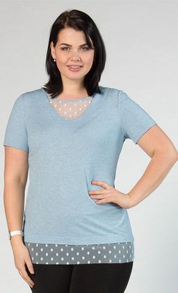 Блуза из мягкого вискозного трикотажа с эффектной отделкой из сетки