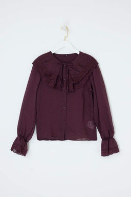 Limited Edition Murdum Hafif Transparan Dantel Garnili Gomlek TWOSS26GO00123