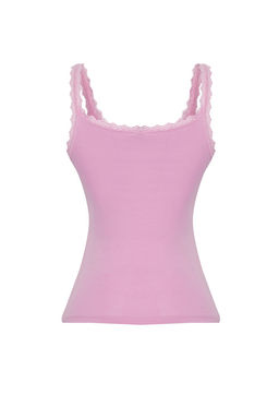 Pembe Fitted/Vucuda Oturan Dantel ve Fiyonk Detayl? Esnek Orme Bluz TWOSS25BZ00150
