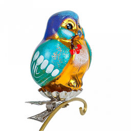 Елочная игрушка фигурка стеклянная Певчая птичка-4 4,5х5х7,5см, ручная художественная роспись, подарочная упаковка (Россия) - Домашняя мода фото 2