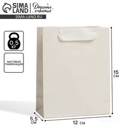 Цена за 2 шт. Пакет подарочный ламинированный, упаковка, «Молочный», S 12 х 15 х 5.5 см
