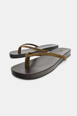 SANDALIA PLANA SERRAJE / Tostado oscuro - Zara фото 4