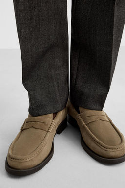 LEATHER PENNY STRAP LOAFERS - Zara фото 5