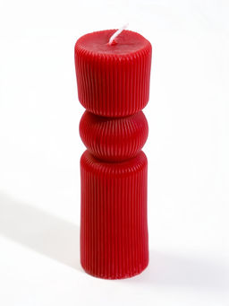 Свеча интерьерная «Бархатные полосы», 3.8×3.8×14 см, 140 г, 12 ч, красный