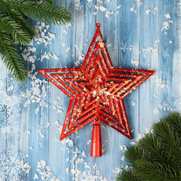 Звезда на ёлку (верхушка), 1921 см, красный - Зимнее волшебство фото 2