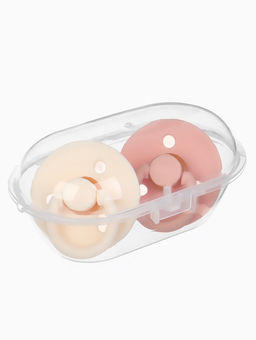 Соски-пустышки, от 0 мес., латекс, классические, в контейнере, набор из 2 шт., персиковый/айвори, M&B