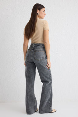 Ac?k Mavi Pacas? Kesikli Normal Bel Wide Leg Jeans TWOSS25JE00064 - Trendyolmilla фото 11