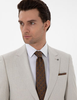 Bej Slim Fit Tak_m Elbise - Cacharel фото 2