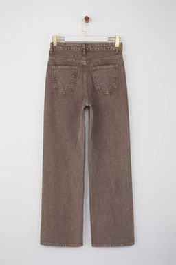 Camel Yuksek Bel Vintage Y?kama Genis Paca Wide Leg Jeans TWOAW26JE00124