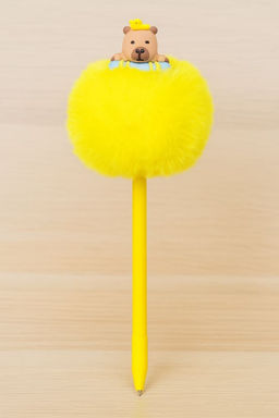 Ручка гелевая с помпоном "The amazing capybara", yellow