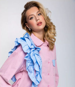 Рубашка #КТ2666, пудровый