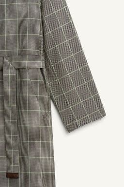 LIMITED EDITION CHECK TRENCH COAT WITH LEATHER DETAIL
