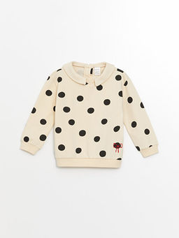 Bebe Yaka Uzun Kollu Puantiyeli K?z Bebek Sweatshirt