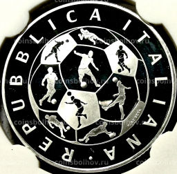 Монета 10 евро 2018 года Италия Чемпионат мира по футболу 2018, Россия (в слабе)