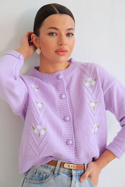 Martichelli Кардиган лавандовый с белыми цветочками