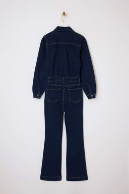 Koyu Mavi Uzun Kollu Genis Paca Comfort Denim Tulum TWOSS26TU00002 - Trendyolmilla фото 2