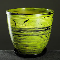 Горшок для цветов «Листья», керамический, с поддоном, 8 л, ярко-зелёный с рисунком