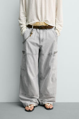 PANTAL?N CARGO PARACHUTE LAVADO / Gris claro - Zara фото 2