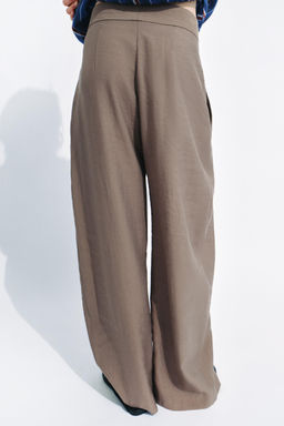 PANTAL?N WIDE LEG PLIEGUES ZW COLLECTION / Marr?n / Topo - Zara фото 5