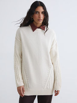 Bisiklet Yaka Kendinden Desenli Kad?n Triko Tunik