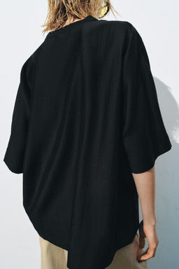 BLUSA FLUIDA MANGA CORTA ZW COLLECTION / Negro - Zara фото 3