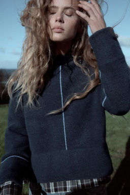 KNIT SWEATER WITH CONTRAST TRIMS - Zara фото 2