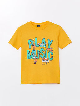 Bisiklet Yaka Bask?l? K?sa Kollu Erkek ?ocuk Ti??rt