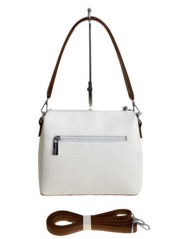 Женская сумка из искусственной кожи, цвет белый с шоколадом - Greta фото 2