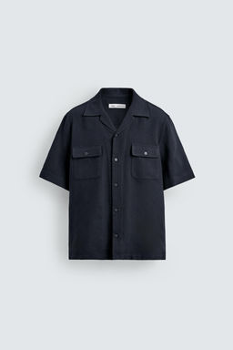 CAMISA JACQUARD RAYAS BOLSILLOS / Marino - Zara фото 7