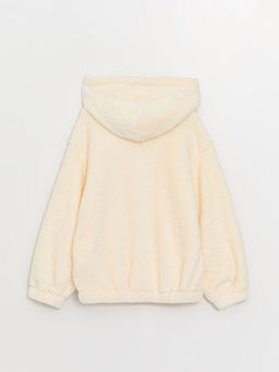 Kap??onlu Nak??l? Uzun Kollu Pel?? K?z ?ocuk Fermuarl? Sweatshirt