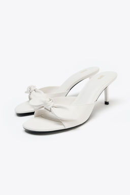 LEATHER BOW HEELED SANDALS - Zara фото 12