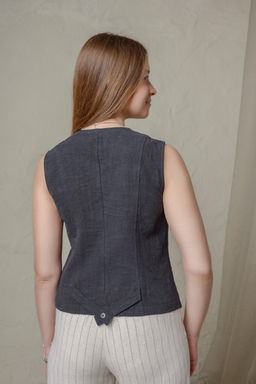 100% ЛЁН стильный жилет полуприлегающий