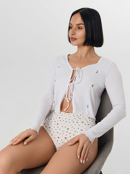 Цена за 2 штуки! Трусы макси женские бежевые с цветочным принтом - Mark formelle фото 7