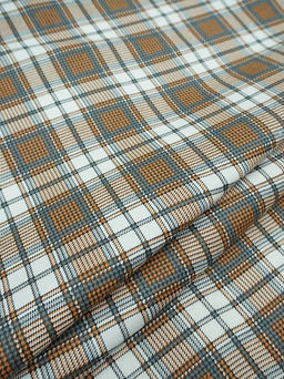 Фланель Клетка цв.орех/серый на белом, ш.1.5м, хлопок-100%, 150гр/м.кв - Купава фото 4