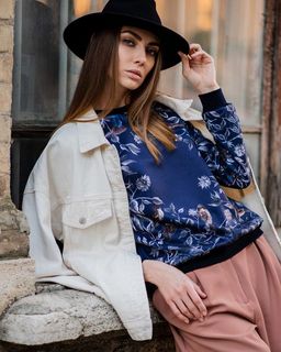 Свитшот с однотонными манжетами джемпер - Sahar art lab фото 4