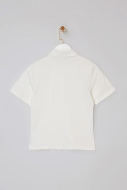 Lacivert Regular/Normal Kal?p Polo Yaka Dikis Detayl? Tok %100 Pamuk Orme Bluz TWOSS26BZ00043 - Trendyolmilla фото 2