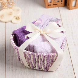 Салфетки махровые декоративные «Этель. Сердечко», 4 шт., 30×30 см, хлопок 100%, сиреневые