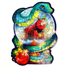 Пазлы фигурные деревянные на новый год Змея на шаре, 128 элементов - Лесная мастерская фото 3