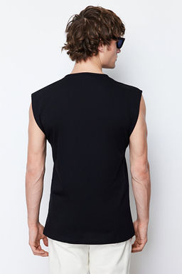 Siyah Basic Regular/Normal Kesim %100 Pamuk Kolsuz Atlet/T-Shirt TMNSS20AL0067 - Trendyolmilla фото 2