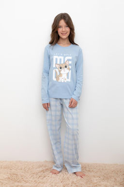 Crockid _ КБ 2830/небесно-голубой,клетка пижама для дев