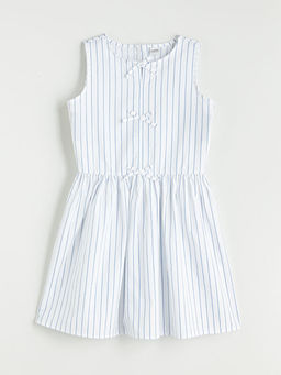 Bisiklet Yaka ?izgili K?z ?ocuk Elbise