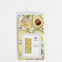 Цена за 2 шт. Дорожка на стол Этель Avocado 30×70 см, 100% хлопок, саржа 190 г/м², белая/зелёная