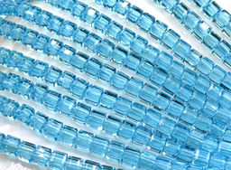 Бусины из циркона кубик гр.6*6мм цв.голубой, 40см, 72 бусины Радуга камня